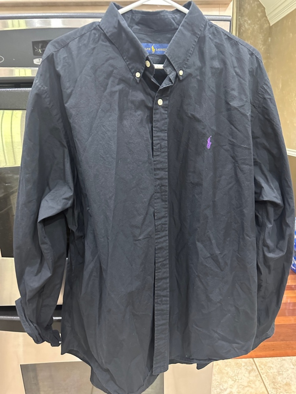 Ralph Lauren black Button-Down Shirt with Purple Pony- mens